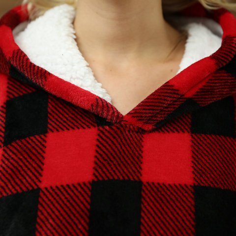 Oversized Wearable Sherpa Hoodie Sweatshirt Blanket With Sleeves