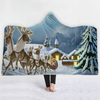 Customized Super Comfortable Warm Christmas Digital Printing Flannel Hooded Blanket For Adults