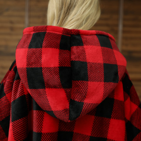 Oversized Wearable Sherpa Hoodie Sweatshirt Blanket With Sleeves