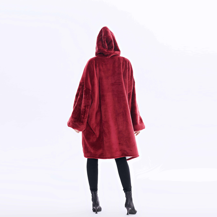 New Design High Quality Double Sided Women Flannel Hoodie Blanket