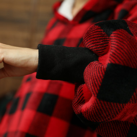 Oversized Wearable Sherpa Hoodie Sweatshirt Blanket With Sleeves