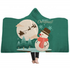 Customized Super Comfortable Warm Christmas Digital Printing Flannel Hooded Blanket For Adults