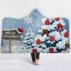Customized Super Comfortable Warm Christmas Digital Printing Flannel Hooded Blanket For Adults