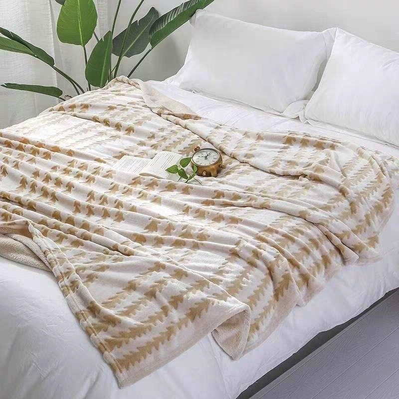 Luxury 3D Jacquard Style Flannel Blankets Bedsheet Sofa Cover