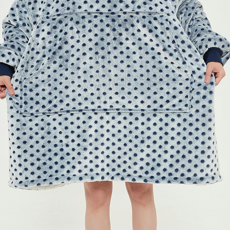 Dot Print Blanket Sweatshirt Oversized Cozy Soft Comfortable Sherpa Hoodie Sweatshirt