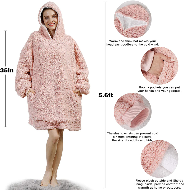 Cozy Oversized Hoodie blanket One Size Sherpa Comfortable Hoodie