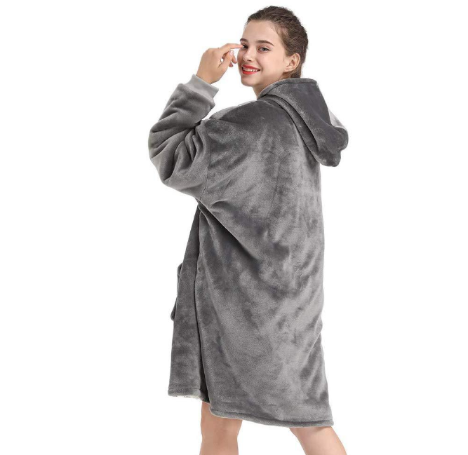 Oversized Fluffy Sherpa Fleece Hoodie Blanket Wearable Sweatshirt ...