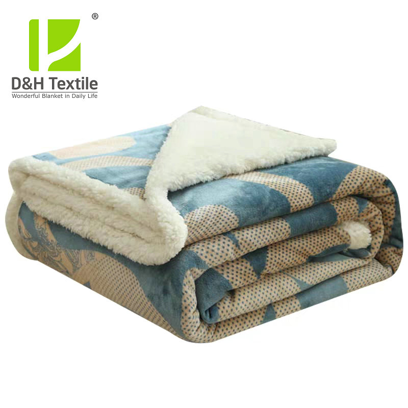 Very Warm 100 Polyester Flannel Fleece Printing with Sherpa Blankets