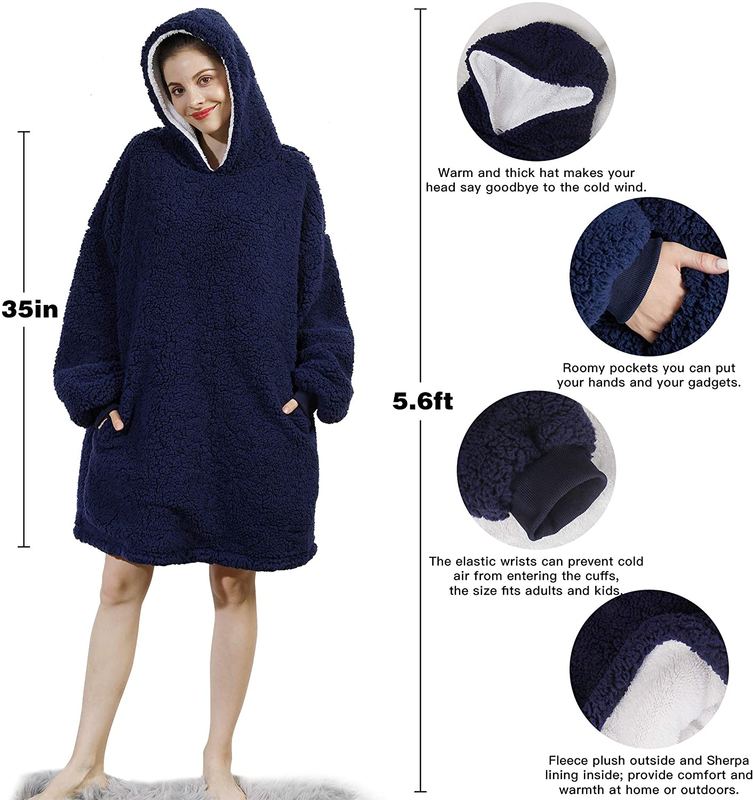Cozy Oversized Hoodie blanket One Size Sherpa Comfortable Hoodie