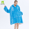 Custom Oversized Sherpa Sweatshirt Wearable Blankets Hoodie Robe For Adults