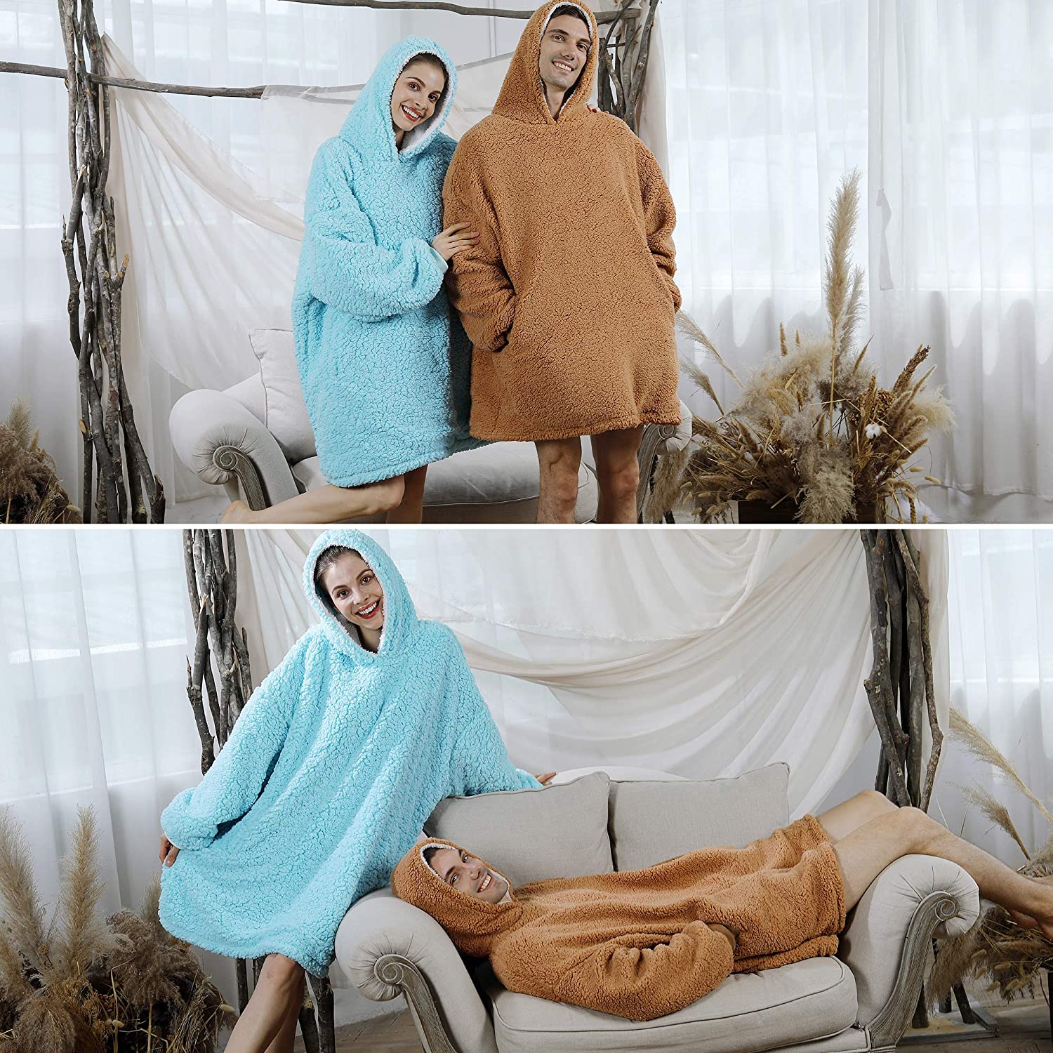 Cozy Oversized Hoodie blanket One Size Sherpa Comfortable Hoodie Blanket For All sweatshirt