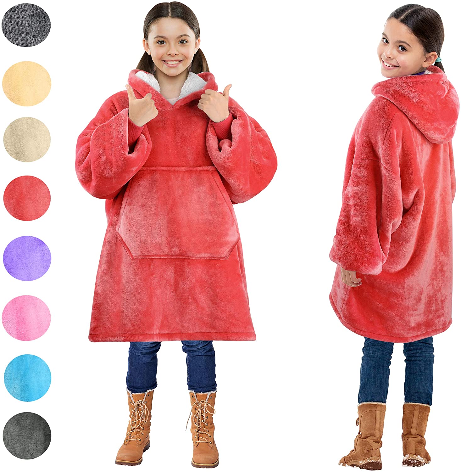 Huggle Hoodie Blanket Double Layer Thick Sherpa Throw Blanket Hoodie