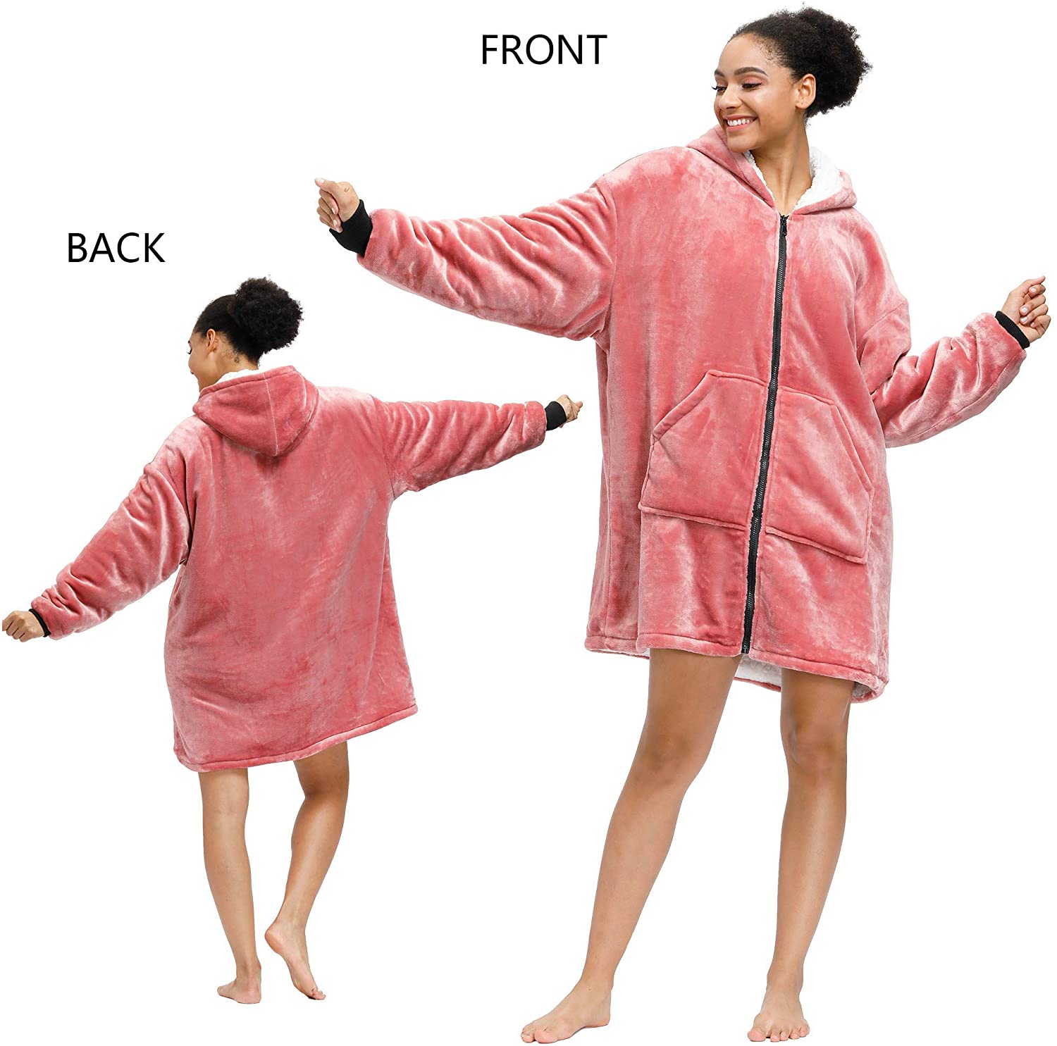 Wearable Oversized Hoodie Blanket Sweatshirt With Big Hood Warm Tv Blankets