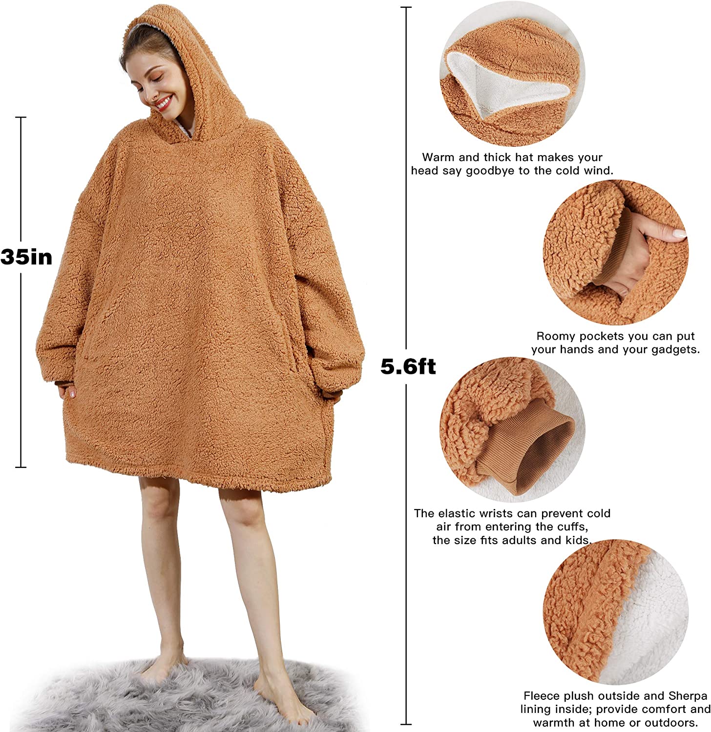 Cozy Oversized Hoodie blanket One Size Sherpa Comfortable Hoodie Blanket For All sweatshirt