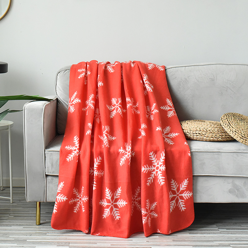 Cozy Snowflake Printing Polar Fleece Blankets King Size Wholesale