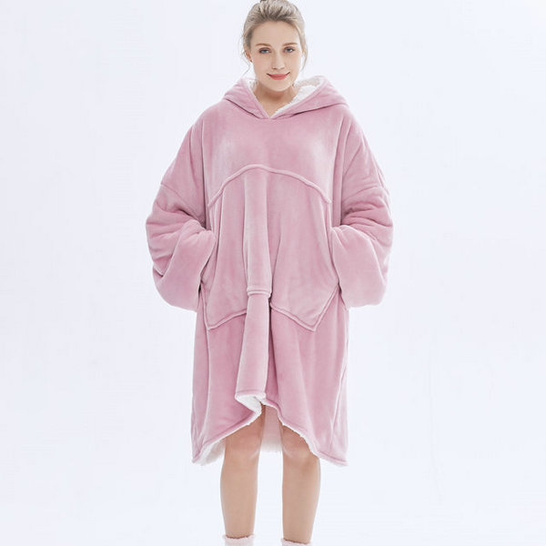 Oversized Fluffy Sherpa Fleece Hoodie Blanket Wearable Sweatshirt ...