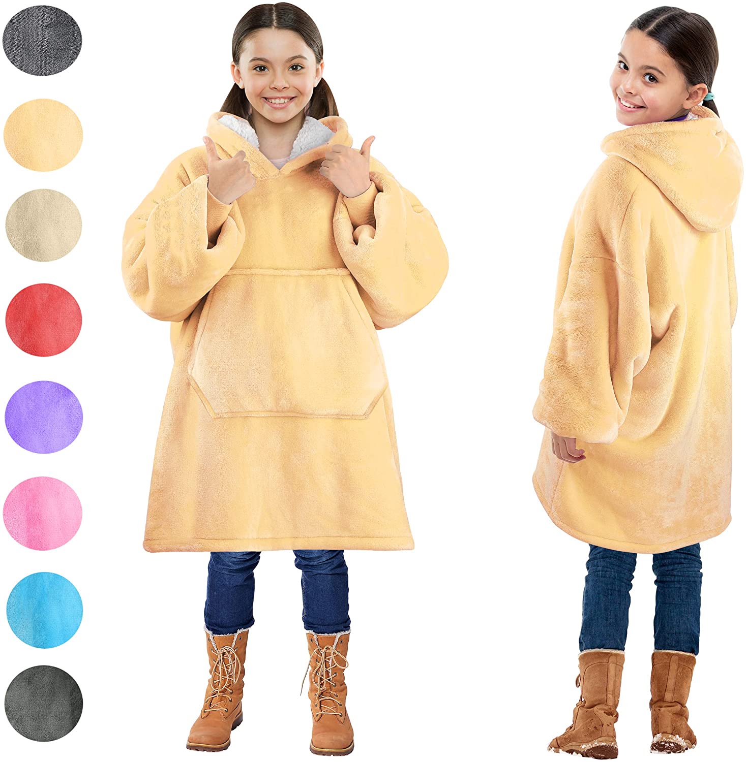 Huggle Hoodie Blanket Double Layer Thick Sherpa Throw Blanket Hoodie