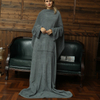 Premium Fleece Snuggie Blanket With Sleeves And Pocket For Adult