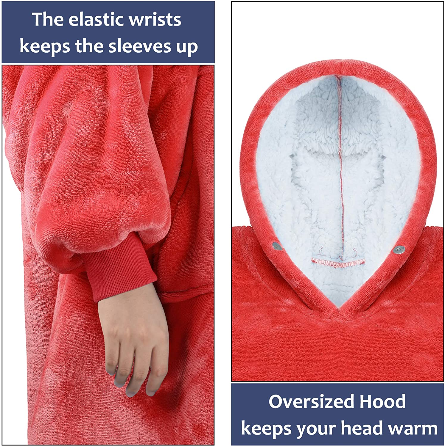 Huggle Hoodie Blanket Double Layer Thick Sherpa Throw Blanket Hoodie