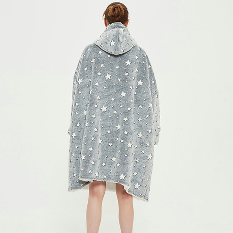 Oversized Digital Print Wearable Sherpa Fleece Hoodie Blanket Manufacturers