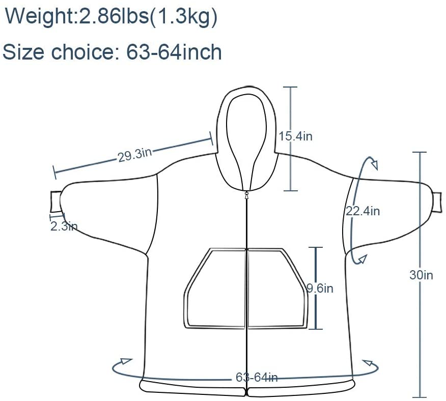 Wearable Oversized Hoodie Blanket Sweatshirt With Big Hood Warm Tv