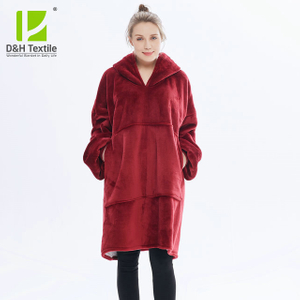 Wholesale Double Sided Flannel With Sherpa Hoodie Winter Hooded Robe