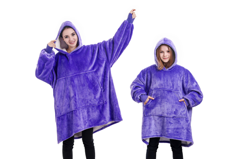 Custom Giant Pocket Design Oversized Sweatshirt Wearable Flannel Fleece Blankets For Adults