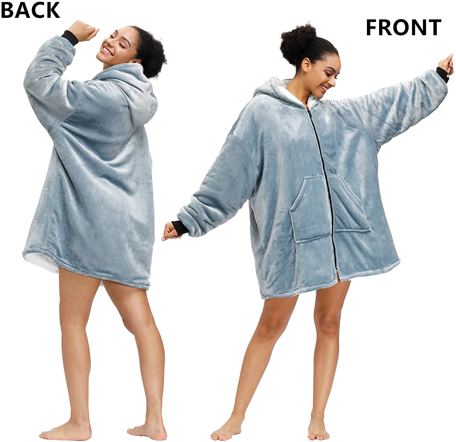 Wearable Oversized Hoodie Blanket Sweatshirt With Big Hood Warm Tv Blankets