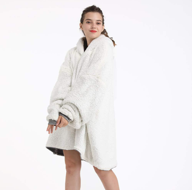 Oversized Fluffy Sherpa Fleece Hoodie Blanket Wearable Sweatshirt